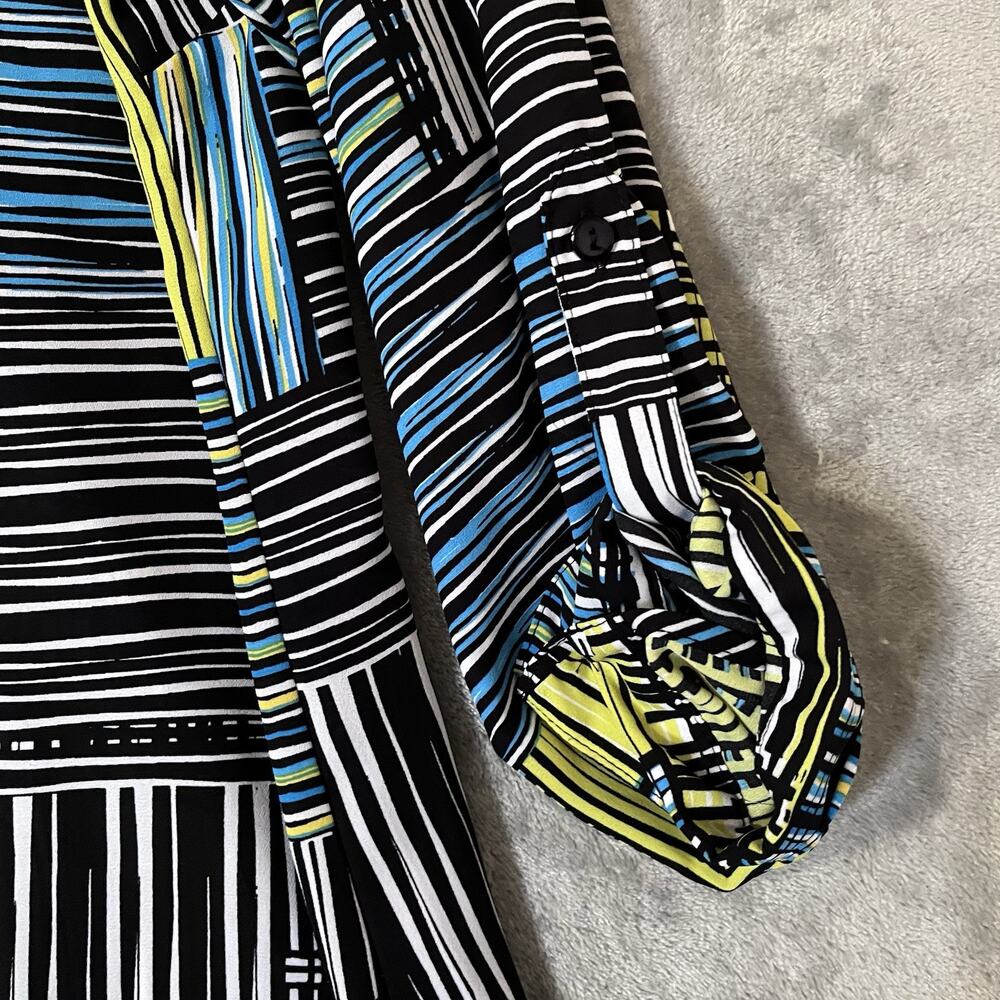 Relativity Button Front Blouse Patchwork Abstract… - image 7